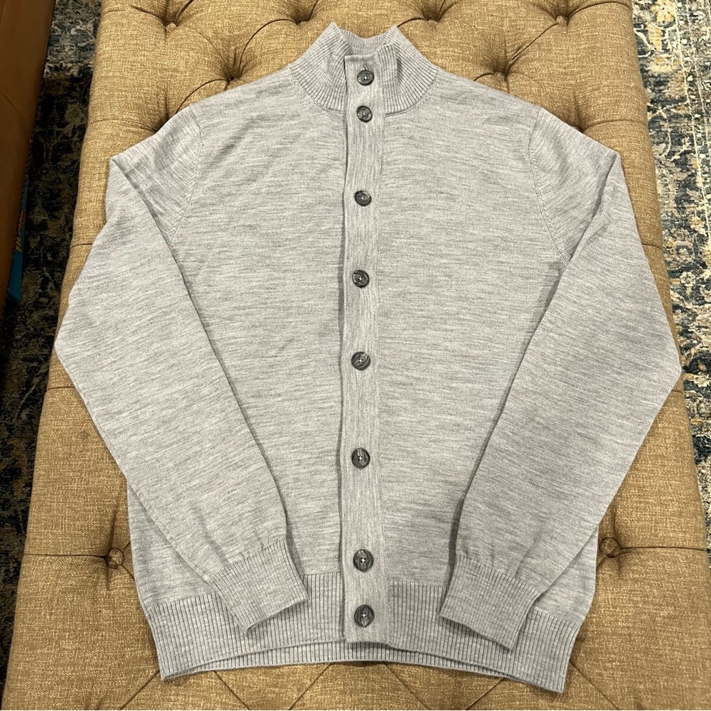 SUITSUPPLY - 100% merino wool heather grey Men’s Cardigan Size L